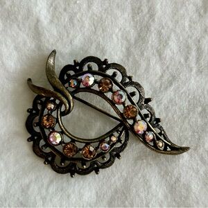 Bronze & Multi-Gems Brooch.